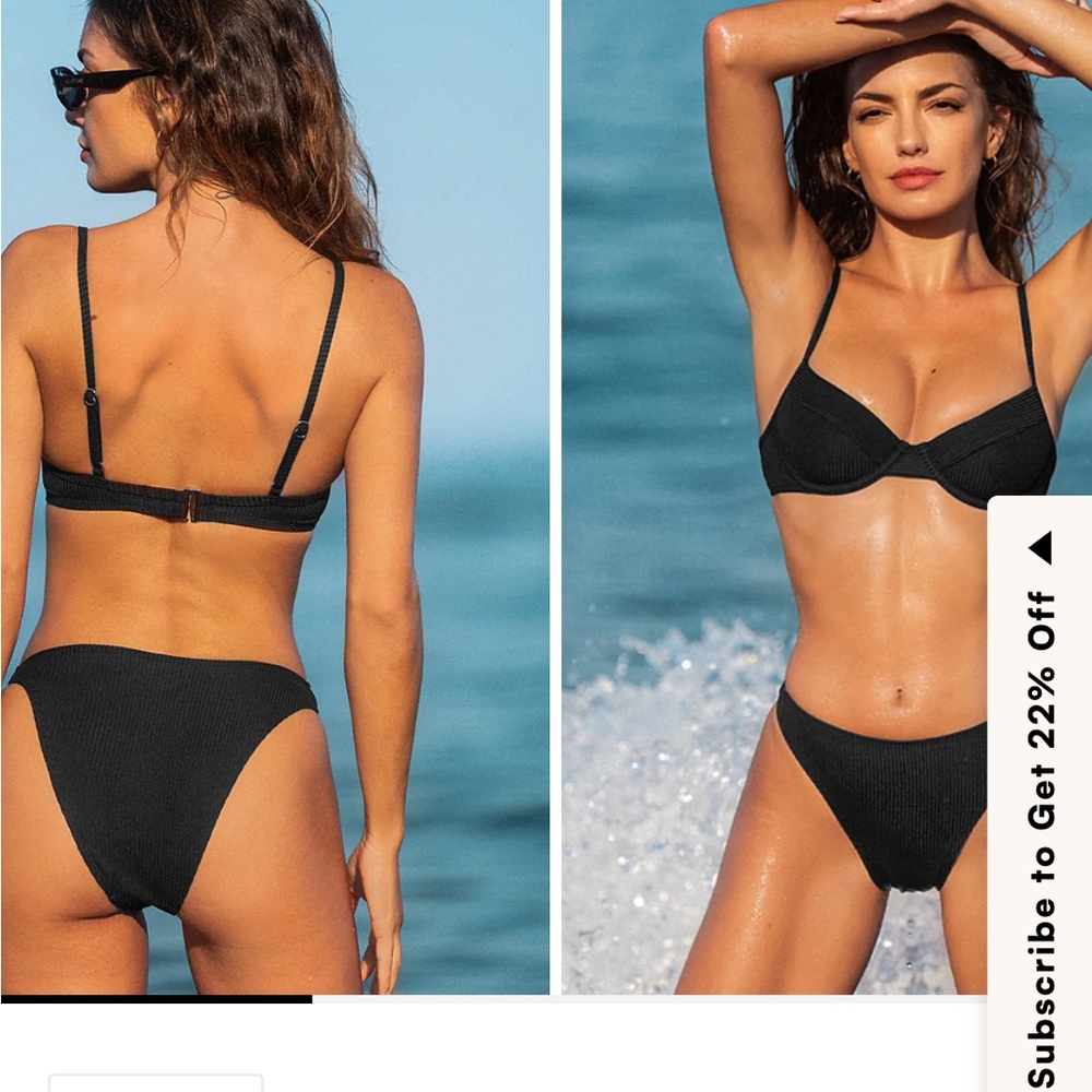 Cupshe Bronze Babe Black Bikini bottom L NWT